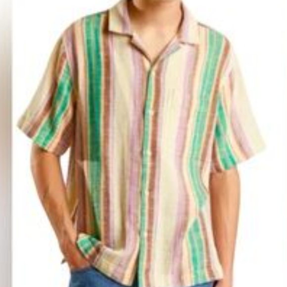 Men's BDG Urban Outfitters XL Cream Brown Purple Green - Picture 1 of 7